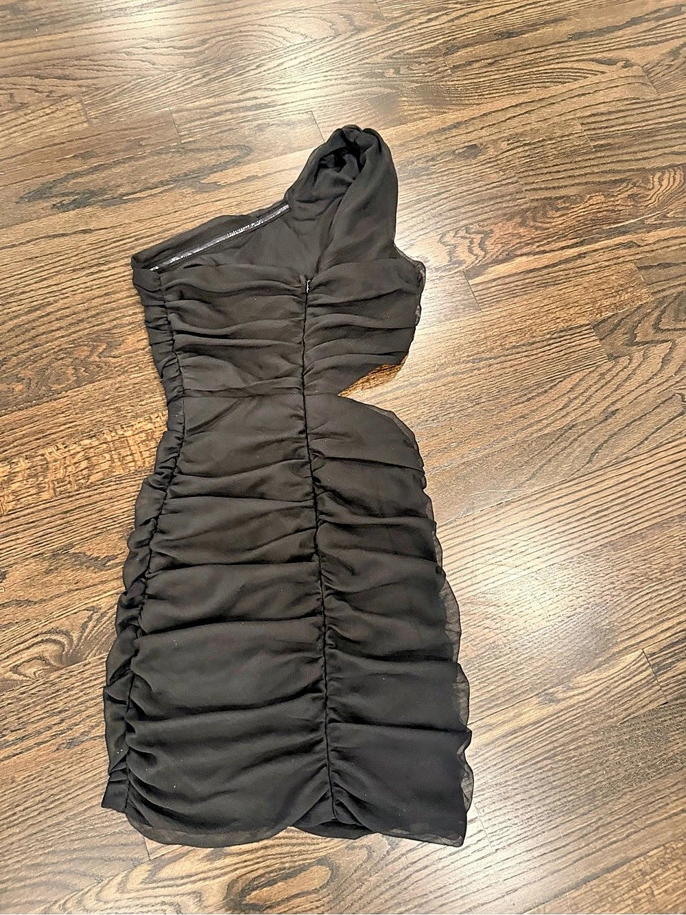 Black Ruched Mini Dress Like New